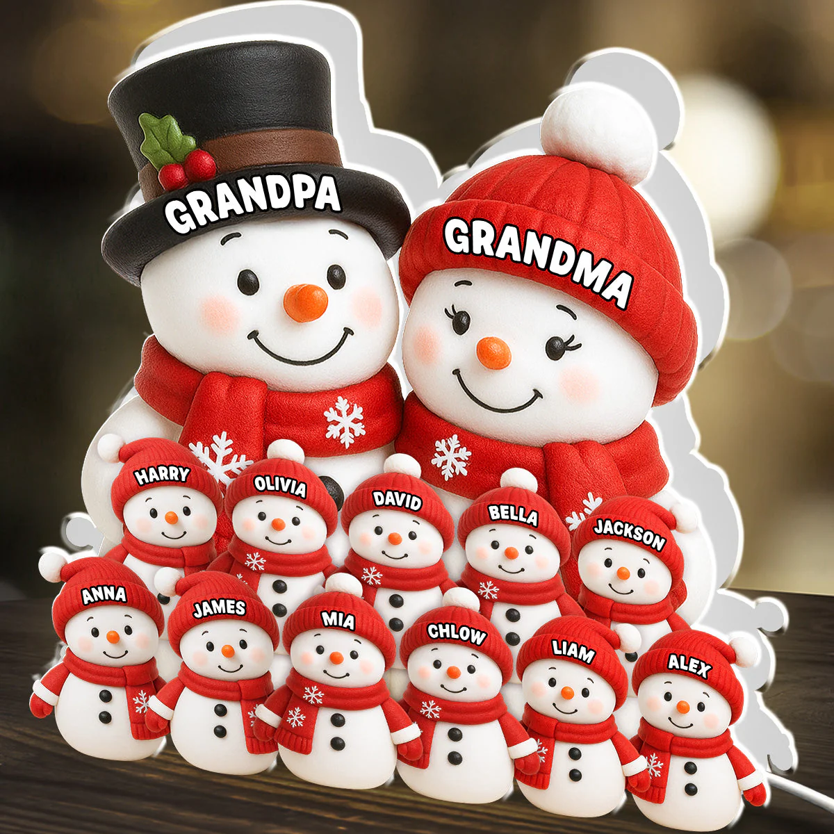 Acrylic Light Box - Cute Snow Family, Soft Light for Winter Nights and Party Decor, Creative Gift for Grandma and Grandpa - Image 3