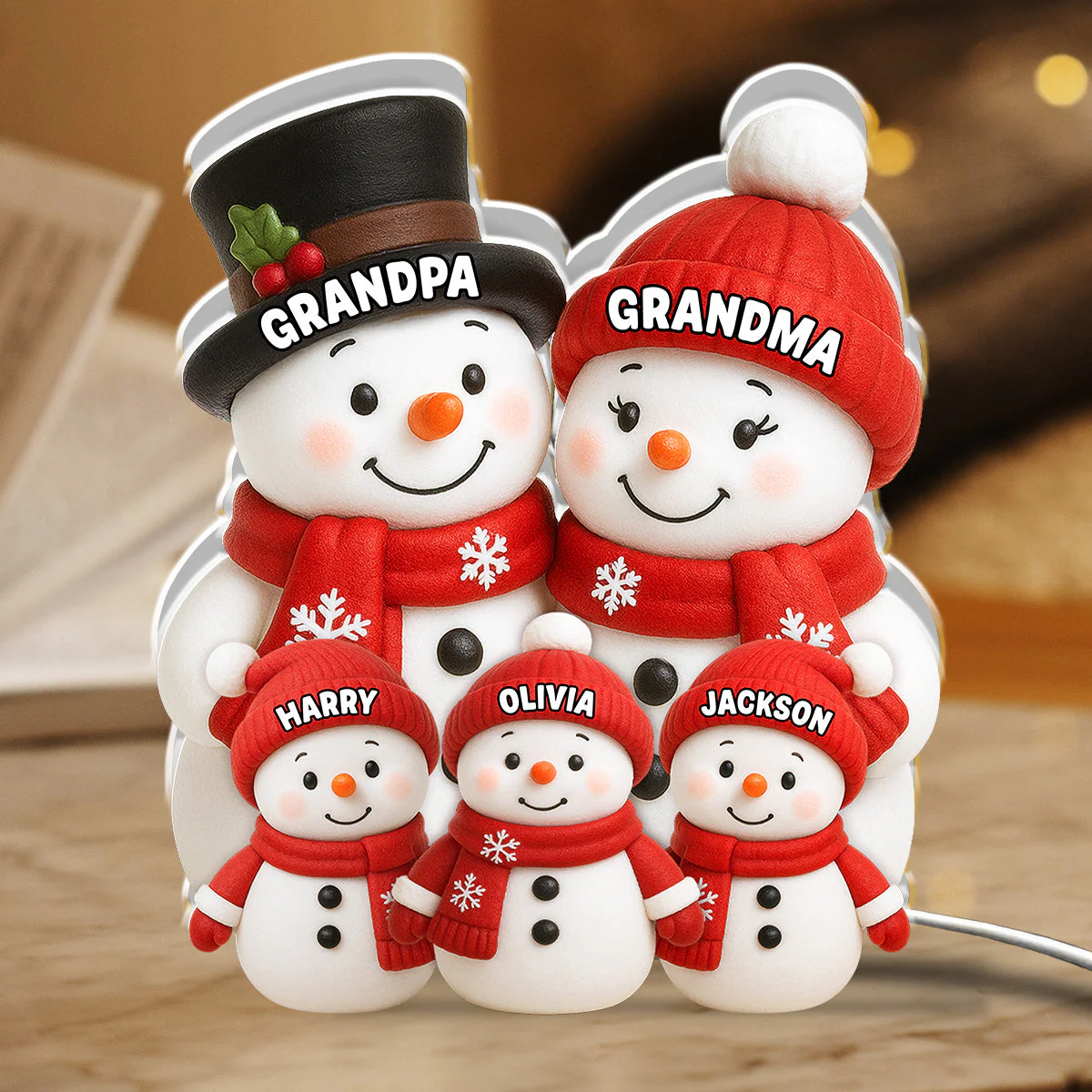 Acrylic Light Box - Cute Snow Family, Soft Light for Winter Nights and Party Decor, Creative Gift for Grandma and Grandpa - Image 4