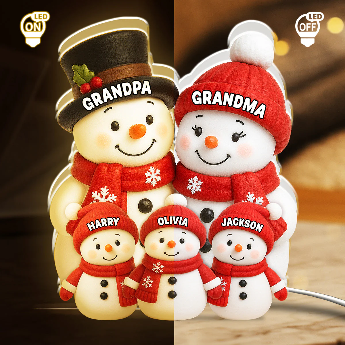 Acrylic Light Box - Cute Snow Family, Soft Light for Winter Nights and Party Decor, Creative Gift for Grandma and Grandpa - Image 6