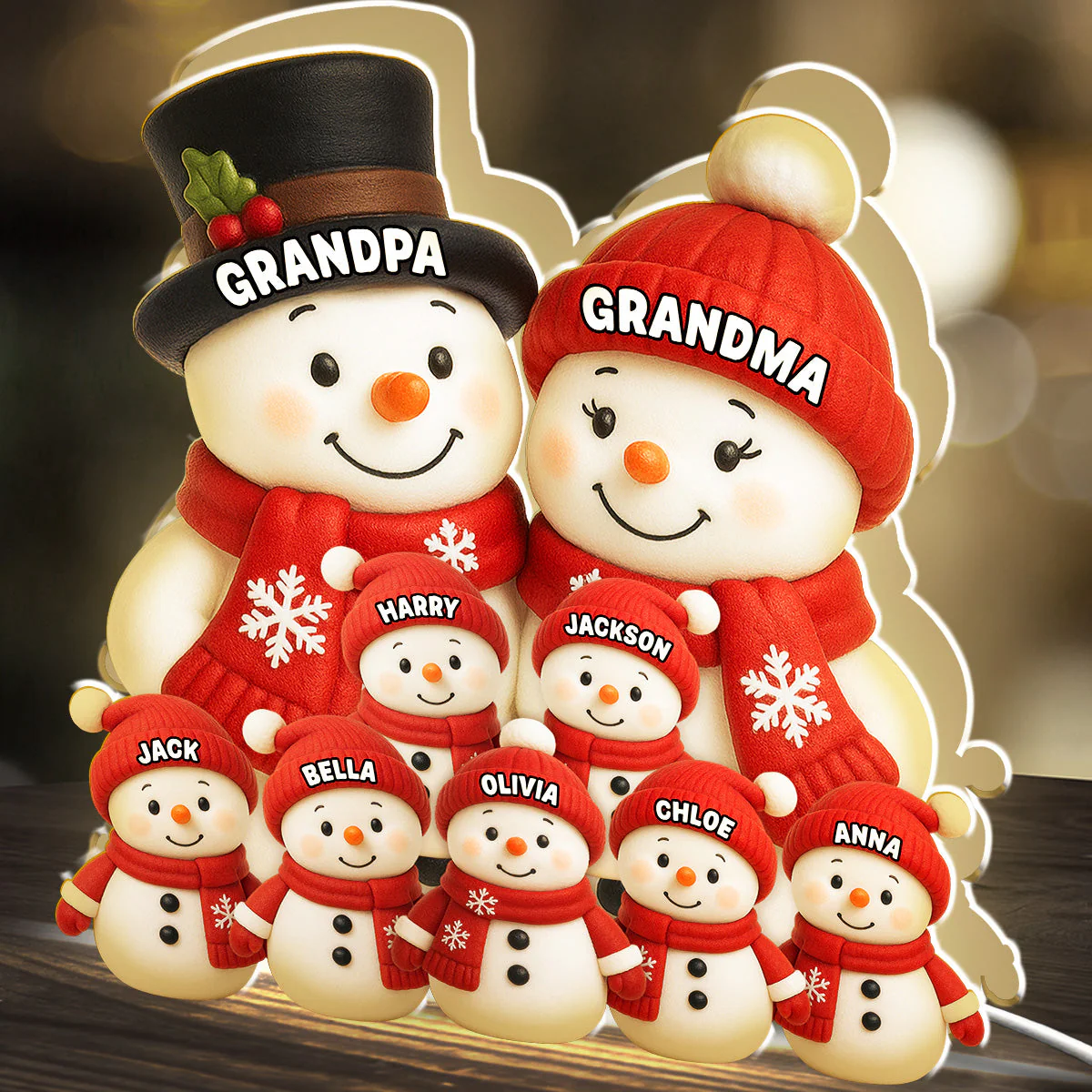 Acrylic Light Box - Cute Snow Family, Soft Light for Winter Nights and Party Decor, Creative Gift for Grandma and Grandpa - Image 7