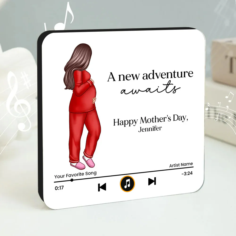 Acrylic Music Magnet for Pregnant Wife – Expecting Mom Illustration, Custom Song, Fridge Decor – A new adventure awaits – Unique Mother's Day Gift - Image 7