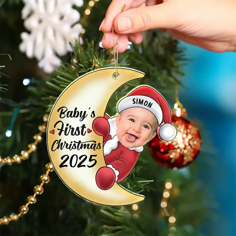 Acrylic Moon Ornament for Baby’s First Christmas, Personalized Keepsake Gift for New Parents - Image 5