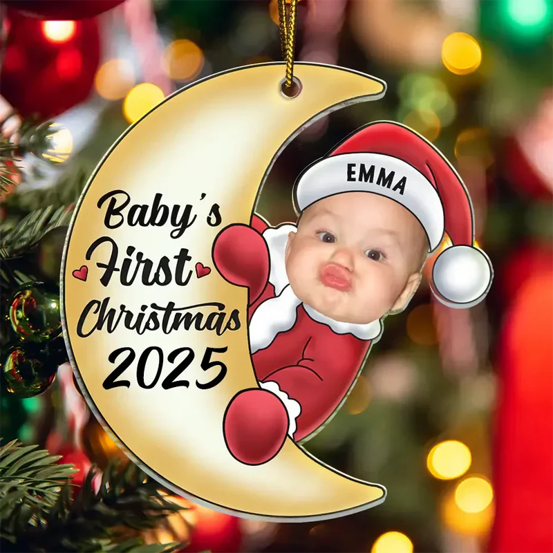 Acrylic Moon Ornament for Baby’s First Christmas, Personalized Keepsake Gift for New Parents - Image 6
