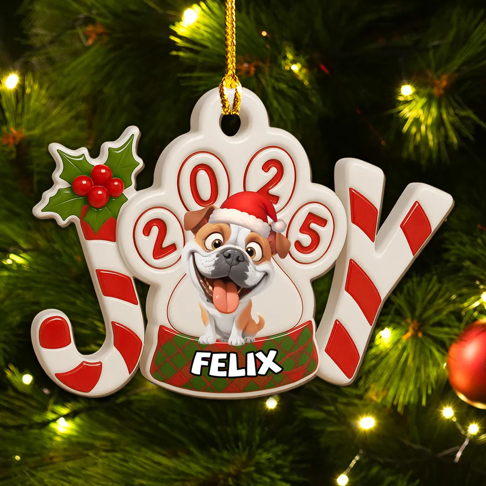 Acrylic Ornament JOY Paw Print with Cute Dog - Christmas Decor, Heartwarming Keepsake, Unique Gift for Pet Owners - Image 5