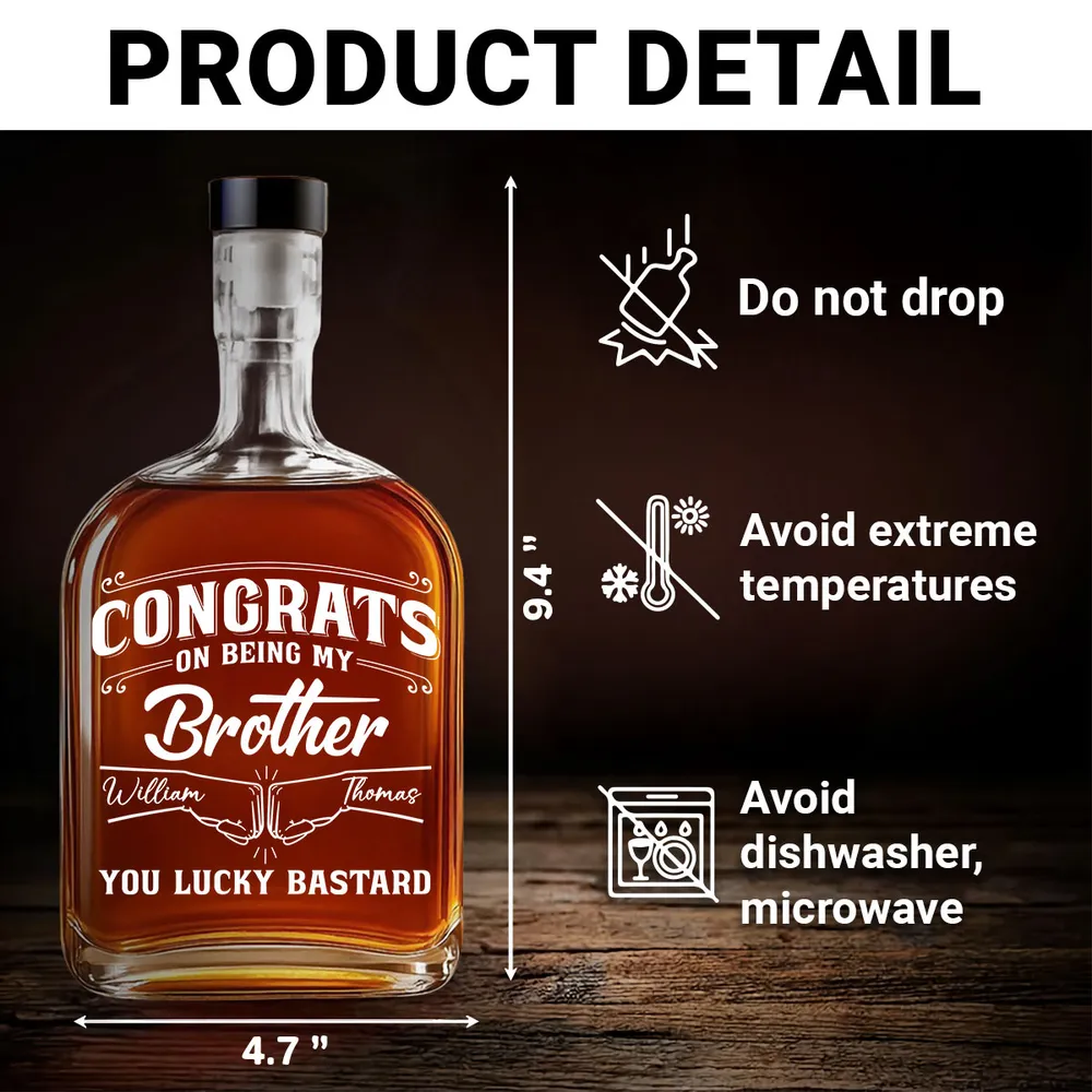 Spirits Decanter, Personalized Custom and Airtight Stopper, Unique Funny Gift for Brother, Home Bar Elegance - Image 5