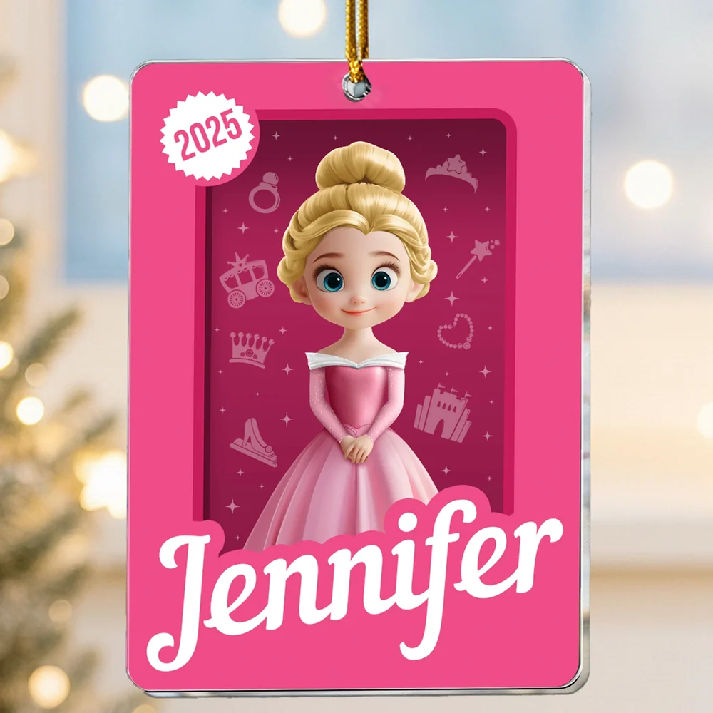 Acrylic Ornament with Cute Princess Artwork, Customizable Kids Keepsake for the Tree - Creative Gift She Will Love - Image 2