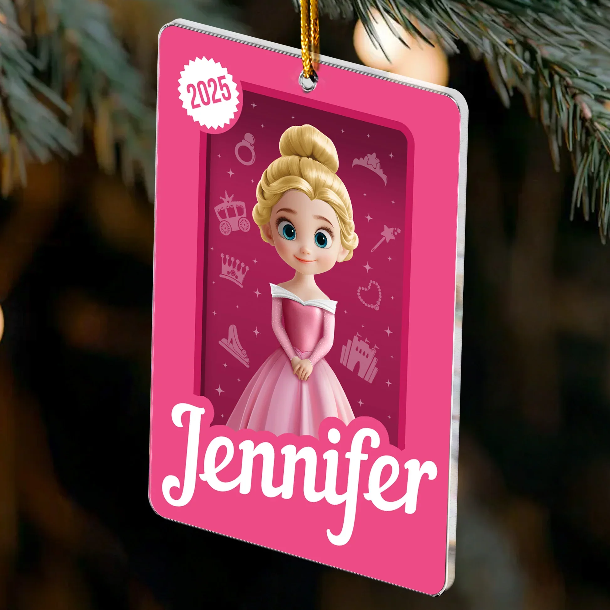 Acrylic Ornament with Cute Princess Artwork, Customizable Kids Keepsake for the Tree - Creative Gift She Will Love - Image 5