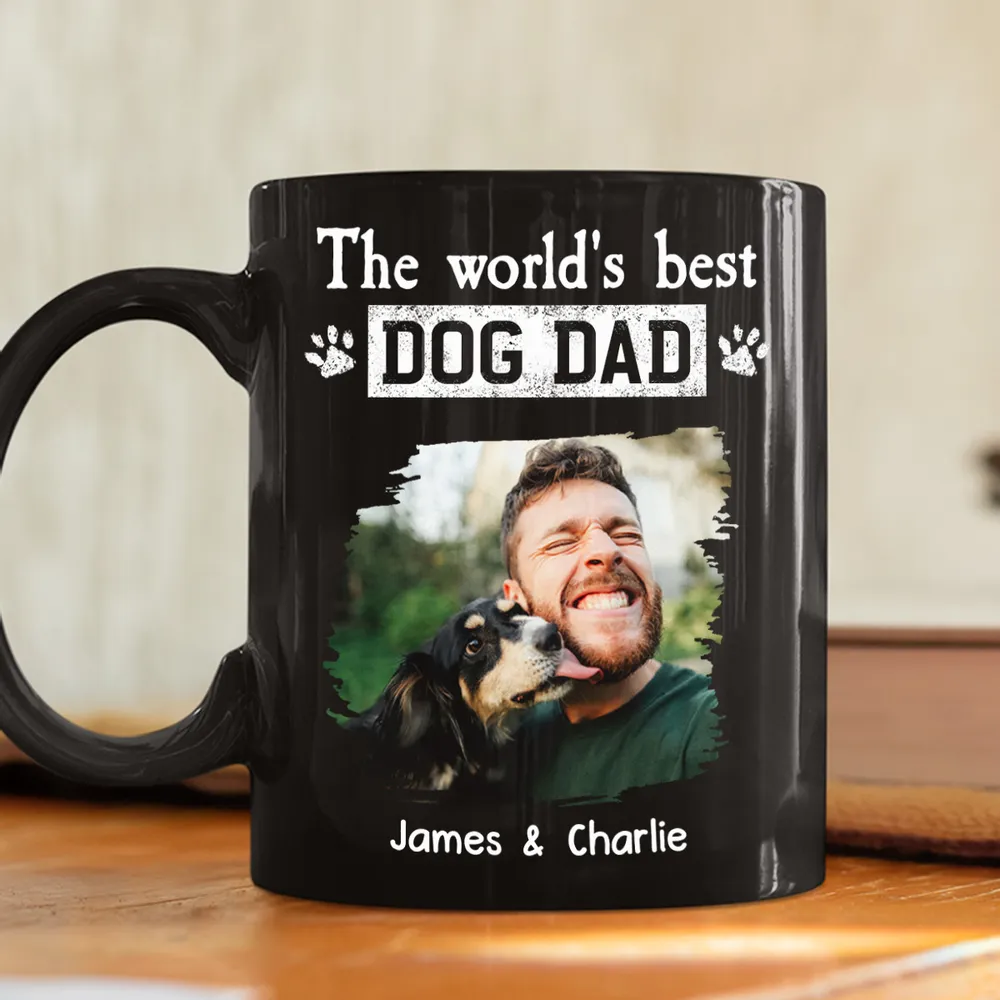 World's Best Dog Dad Mug - Custom Full Color Photo, outdoor lick moment, cozy coffee joy, unique gift for Dad - Image 5