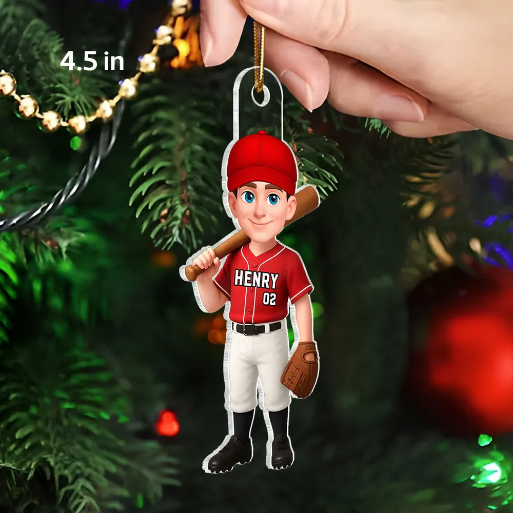 Acrylic Ornament Baseball Player - Customizable Cartoon Holding Bat - Team Spirit Keepsake - Unique Gift for Kids & Coach - Image 2