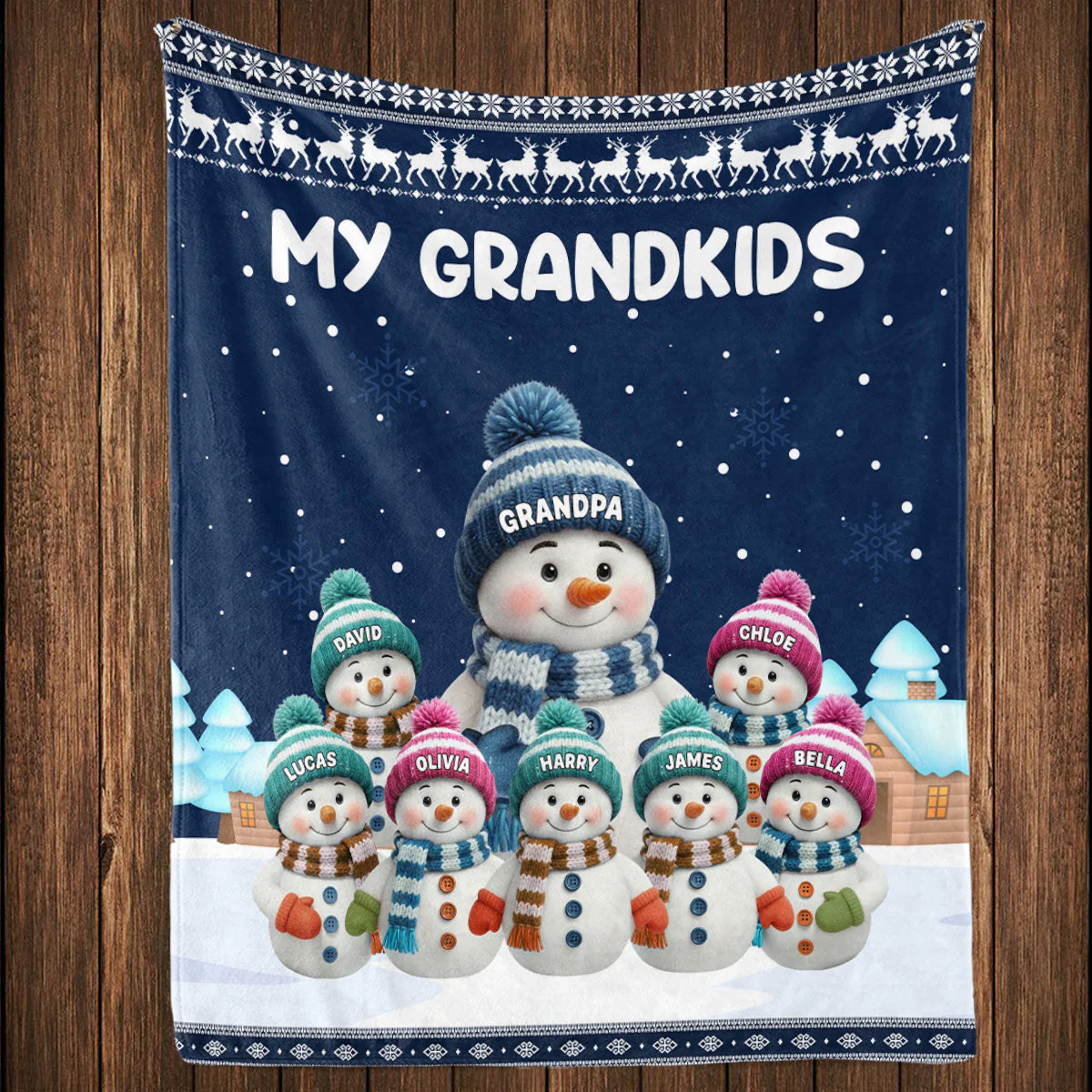 Custom My Grandkids Fleece Blanket, Cute Snowman Family Winter Scene, Warm Keepsake Throw and Thoughtful Grandparent Gift - Image 5