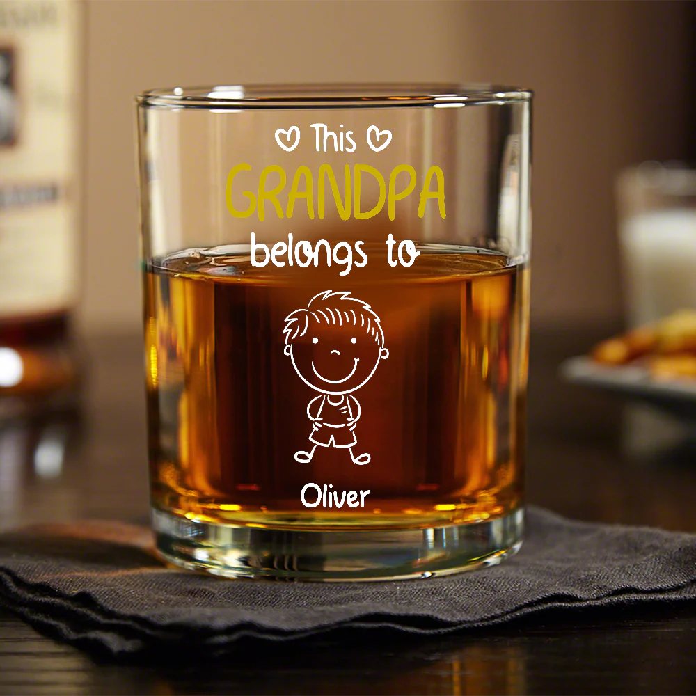 “This Grandpa Belongs To” Whiskey Glass – Personalized Family Gift Full of Love for Grandpa - Image 2