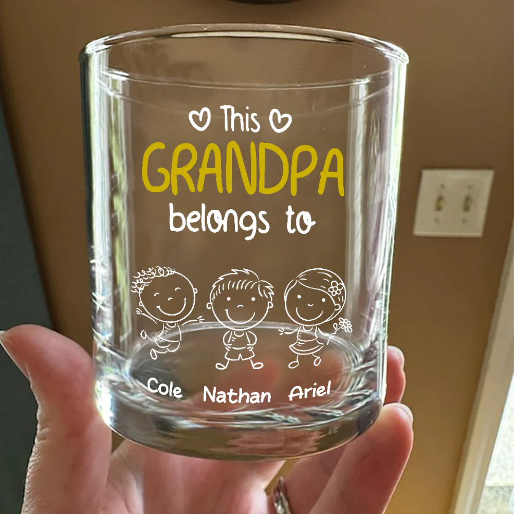 “This Grandpa Belongs To” Whiskey Glass – Personalized Family Gift Full of Love for Grandpa - Image 3