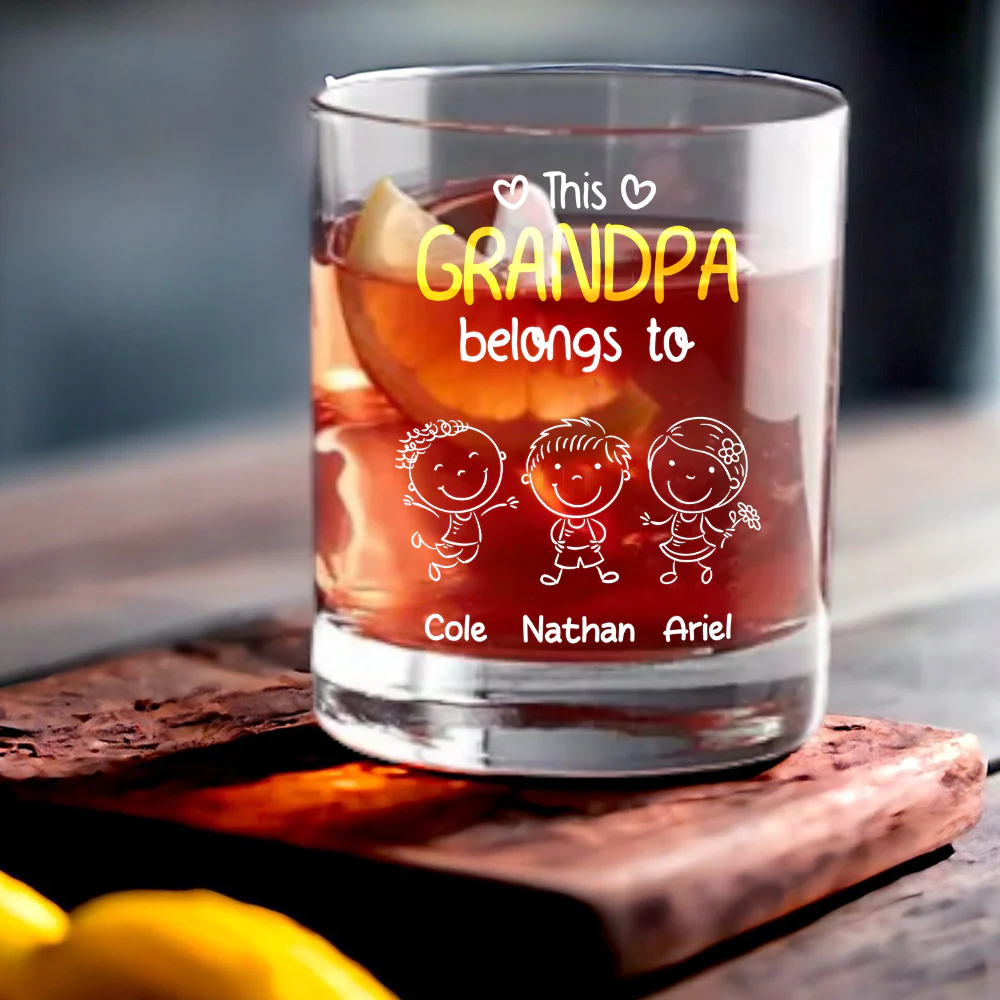 “This Grandpa Belongs To” Whiskey Glass – Personalized Family Gift Full of Love for Grandpa - Image 4