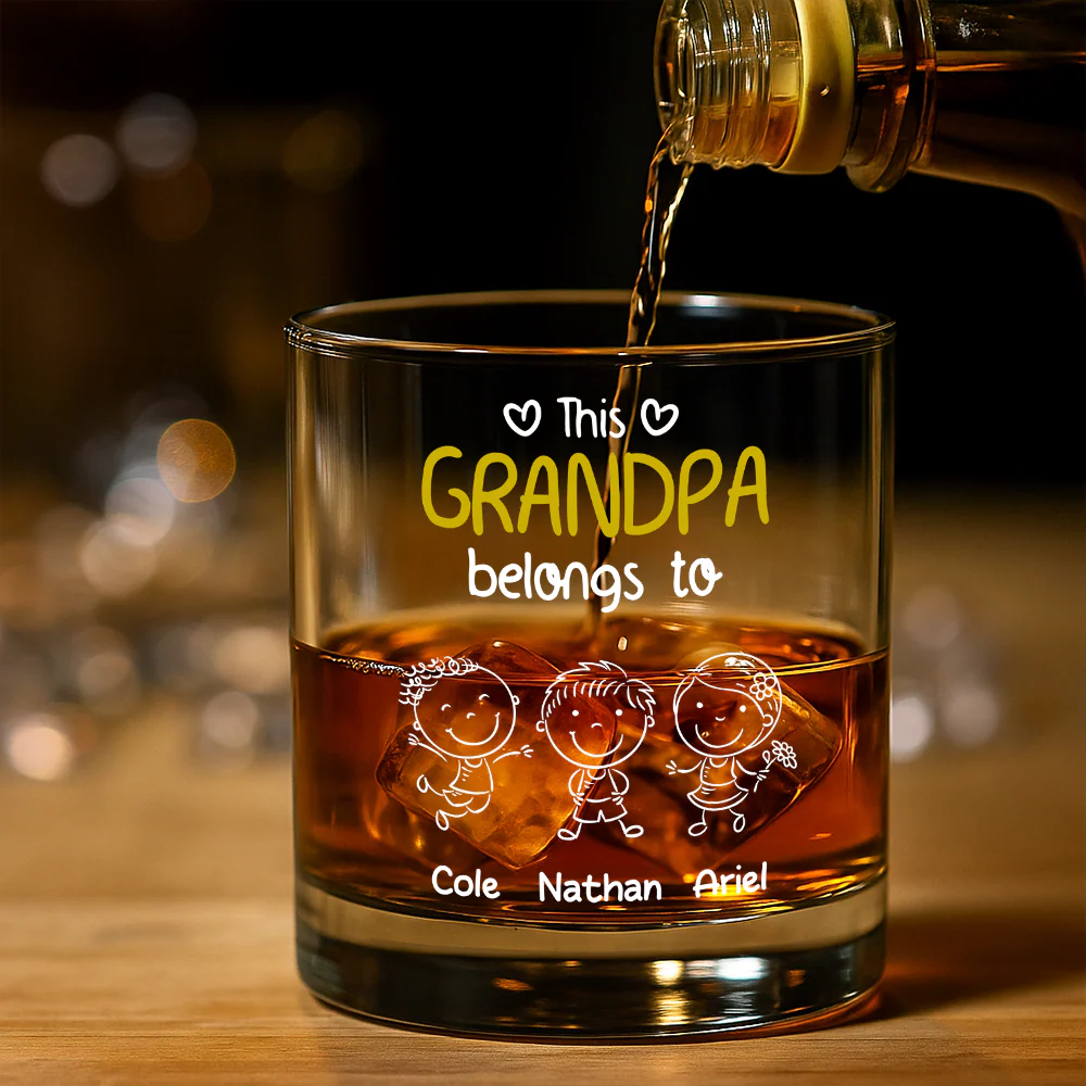 “This Grandpa Belongs To” Whiskey Glass – Personalized Family Gift Full of Love for Grandpa - Image 7