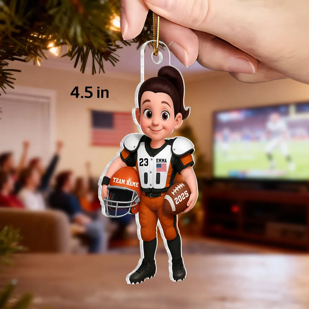 Acrylic Ornament - Personalized American Football Player for Christmas Tree, Cute Decor, Unique Gift for Kids & Sports Fans - Image 2