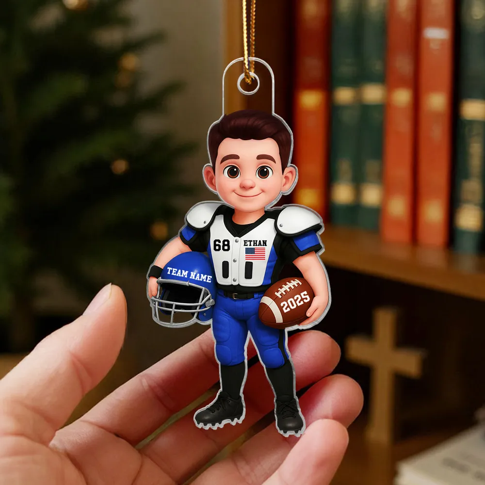 Acrylic Ornament - Personalized American Football Player for Christmas Tree, Cute Decor, Unique Gift for Kids & Sports Fans - Image 3