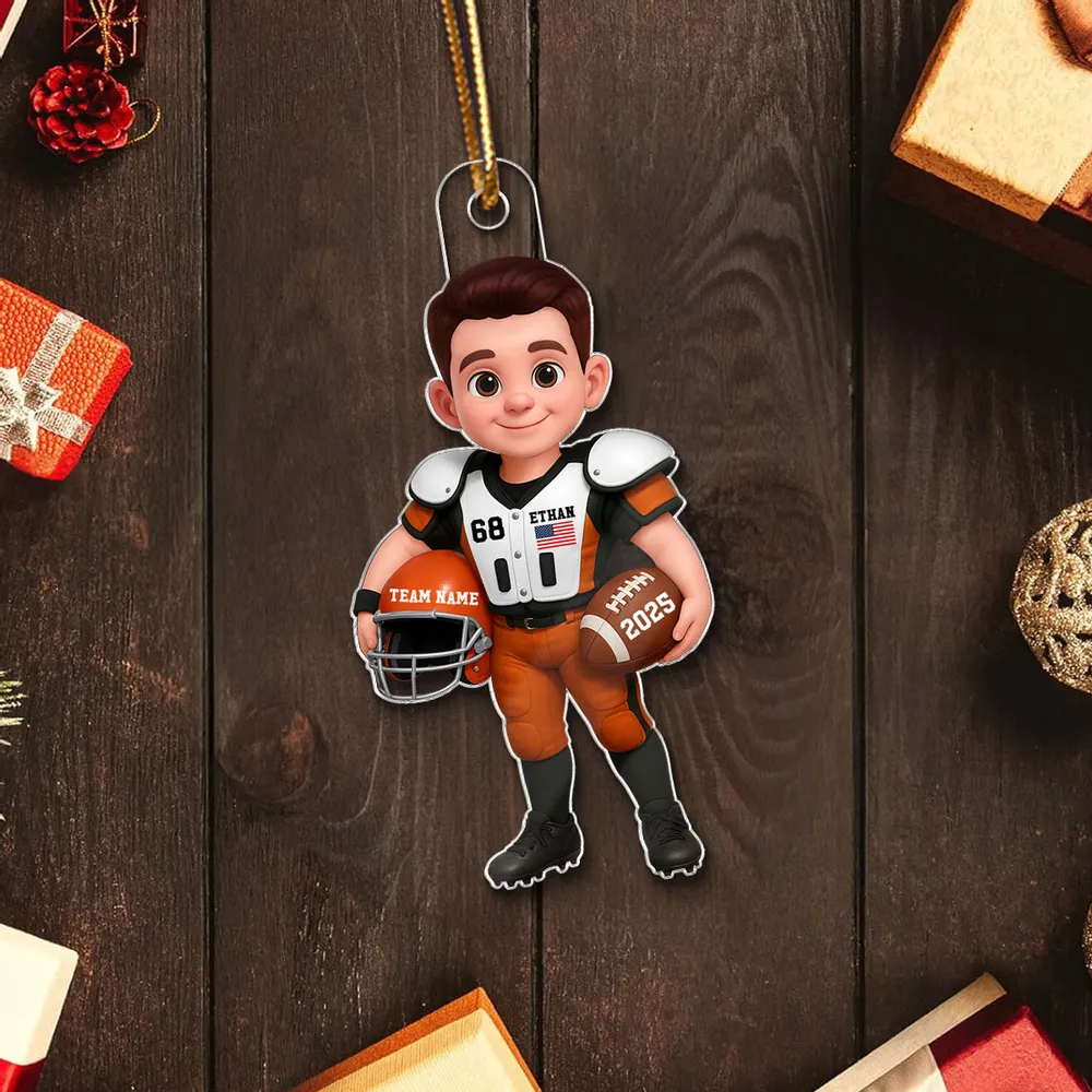 Acrylic Ornament - Personalized American Football Player for Christmas Tree, Cute Decor, Unique Gift for Kids & Sports Fans - Image 6