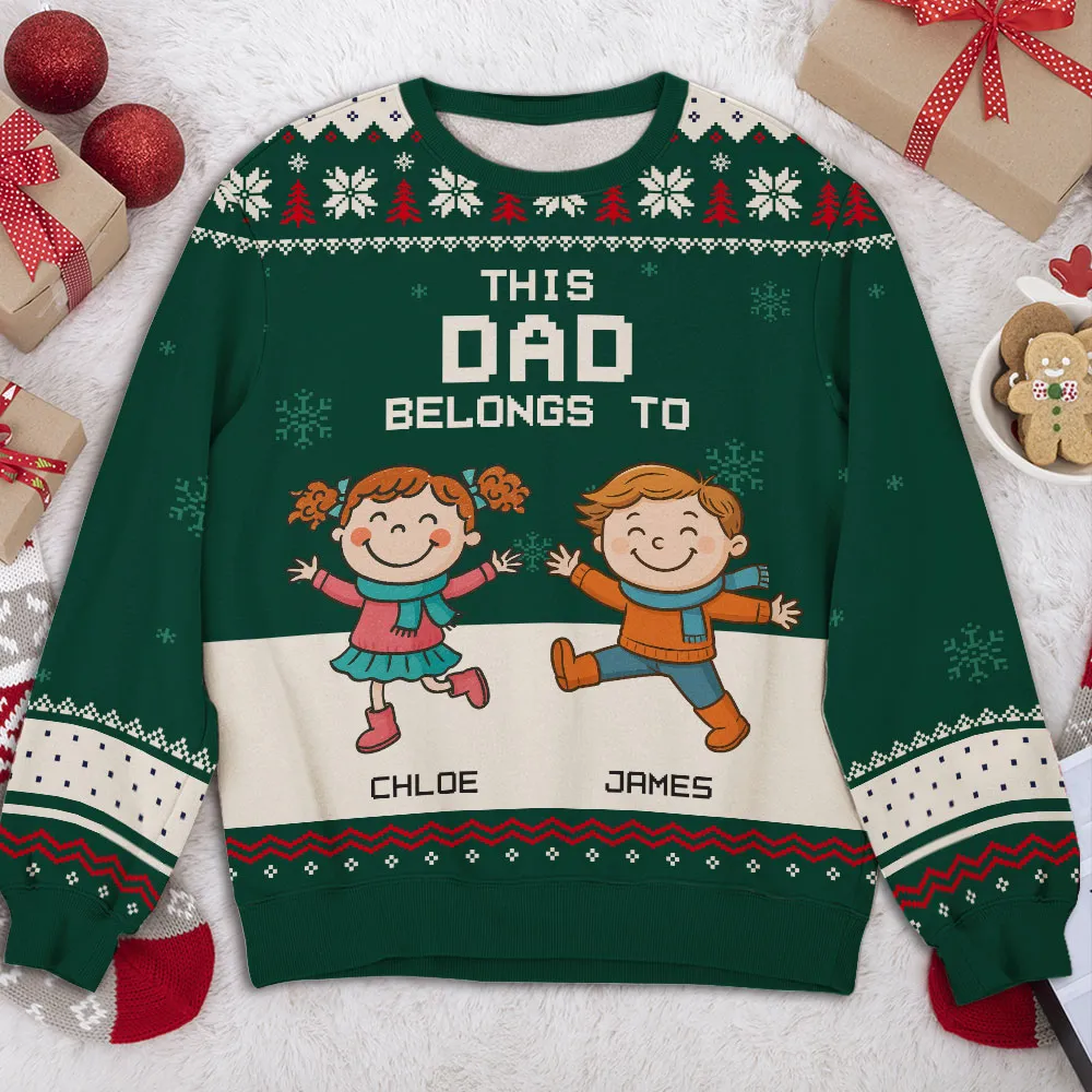 Printed Sweatshirt with Festive Snowflakes & Playful Grandkids Art, Cozy Holiday Wear, a Unique Gift for Grandpa - Image 3
