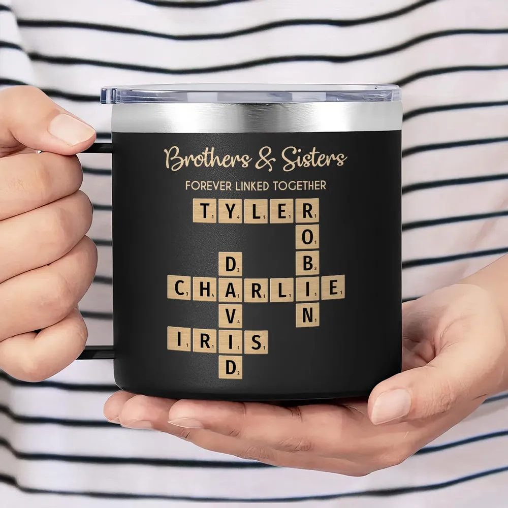 Brothers & Sisters Crossword Mug – A Heartwarming Gift Celebrating Family Bonds - Image 3