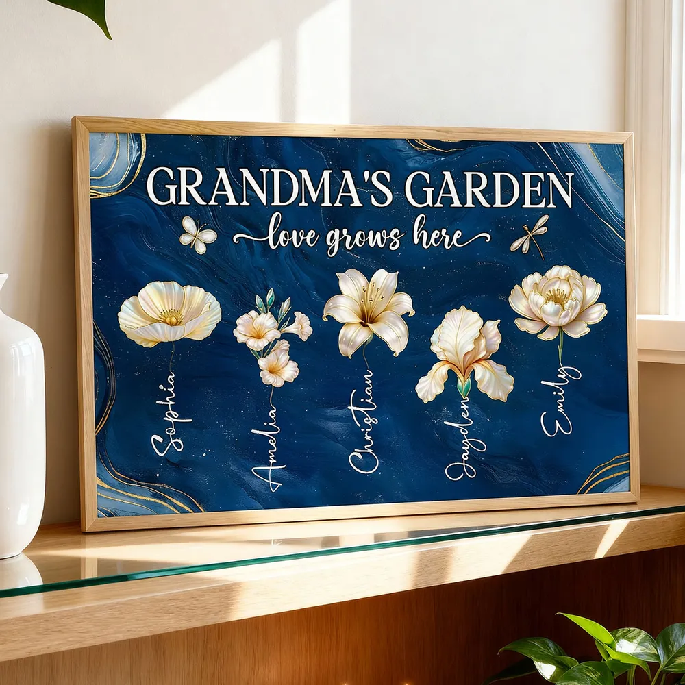 Grandma's Garden Poster - Birth Month Flowers Custom Wall Art for Mother's Day or Birthday, a unique gift for Grandma - Image 6