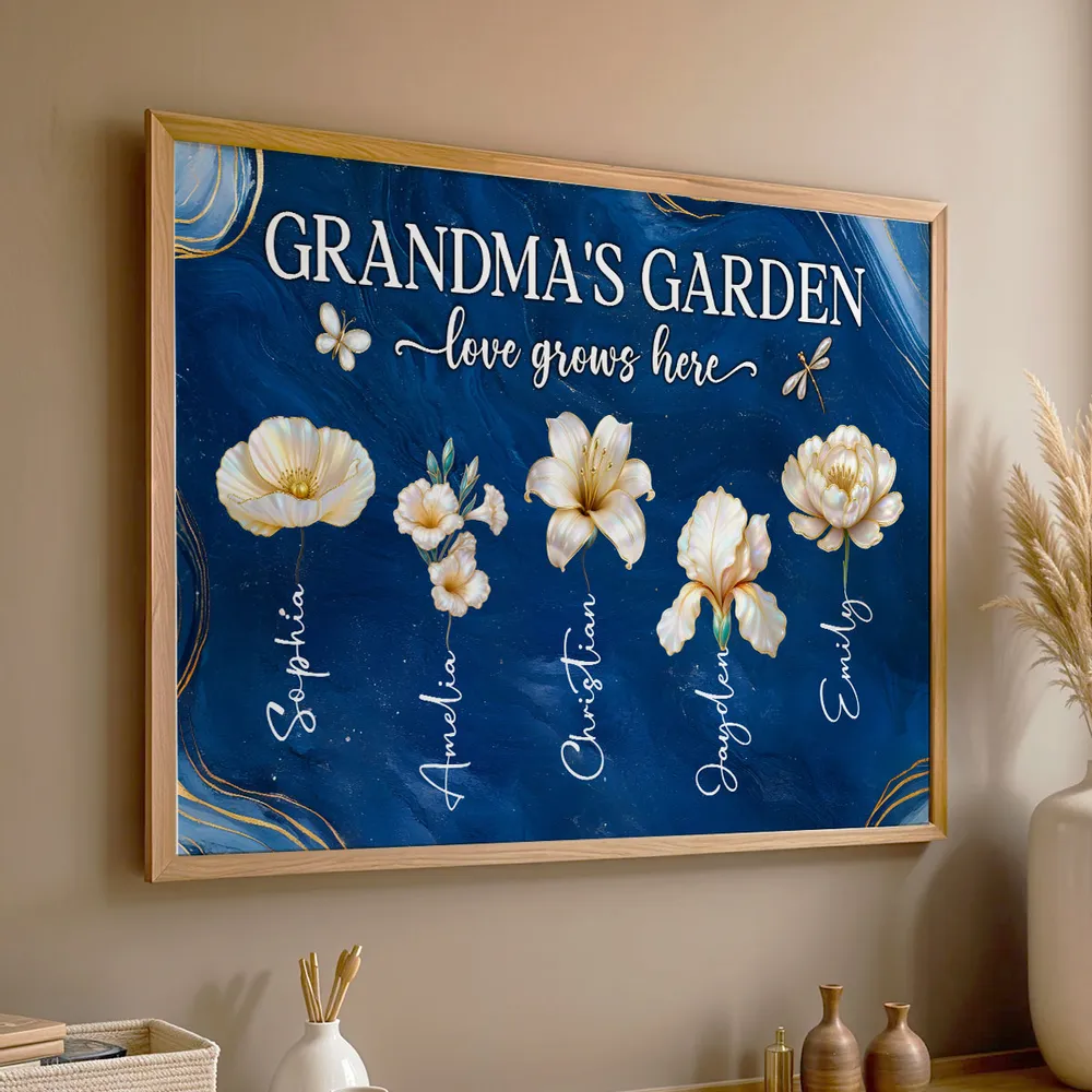 Grandma's Garden Poster - Birth Month Flowers Custom Wall Art for Mother's Day or Birthday, a unique gift for Grandma - Image 8