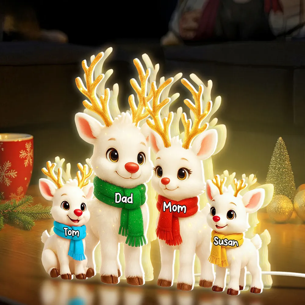 Festive Acrylic Light Box - Cute Reindeer Family, Twinkling Christmas Night, Creative Gift with Warm Glow for Family - Image 7