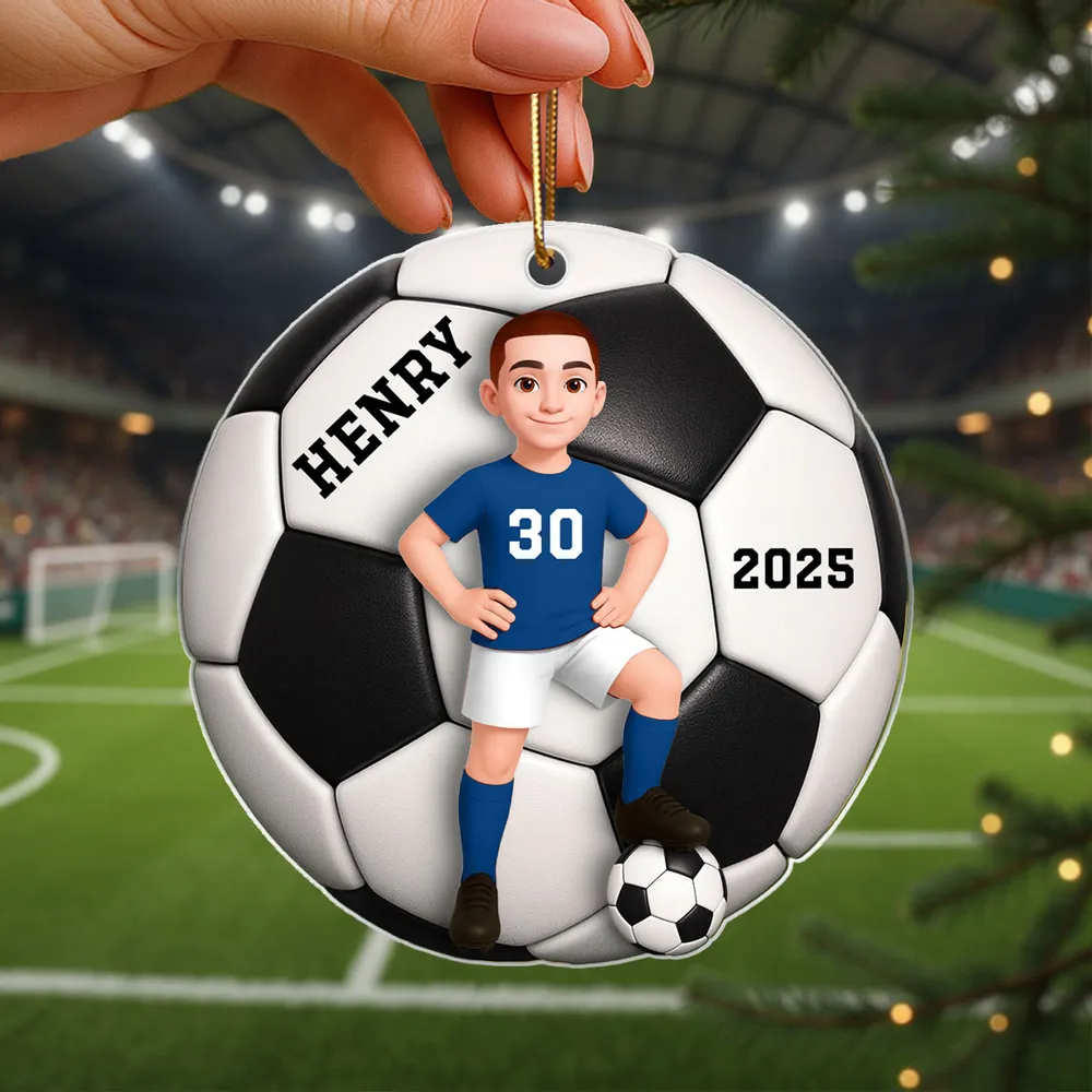 Sport-Themed Acrylic Ornament, Cute Cartoon Boy & Girl, Ready to Hang on Christmas Tree, Creative Gift for Young Athlete - Image 5