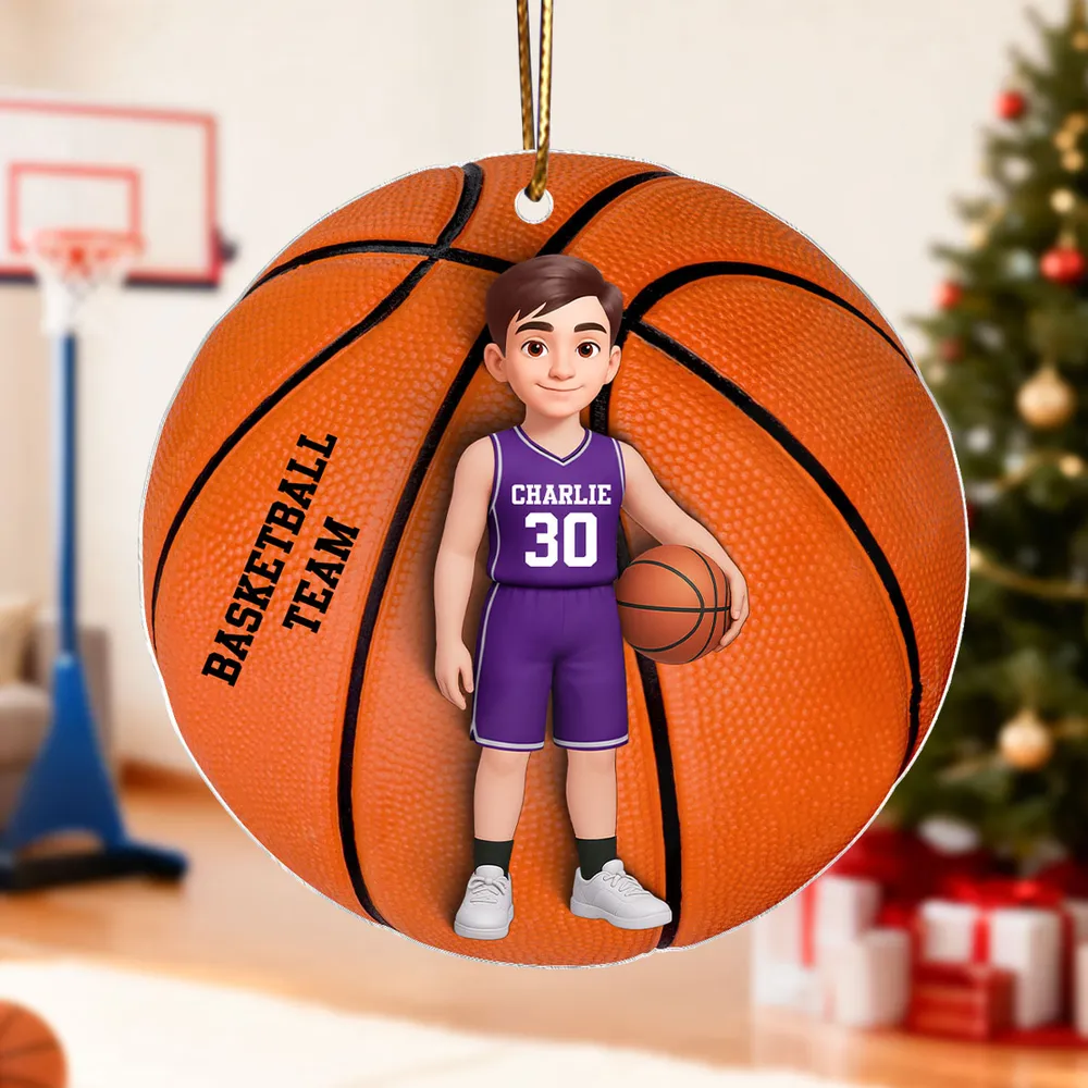 Sport-Themed Acrylic Ornament, Cute Cartoon Boy & Girl, Ready to Hang on Christmas Tree, Creative Gift for Young Athlete - Image 6