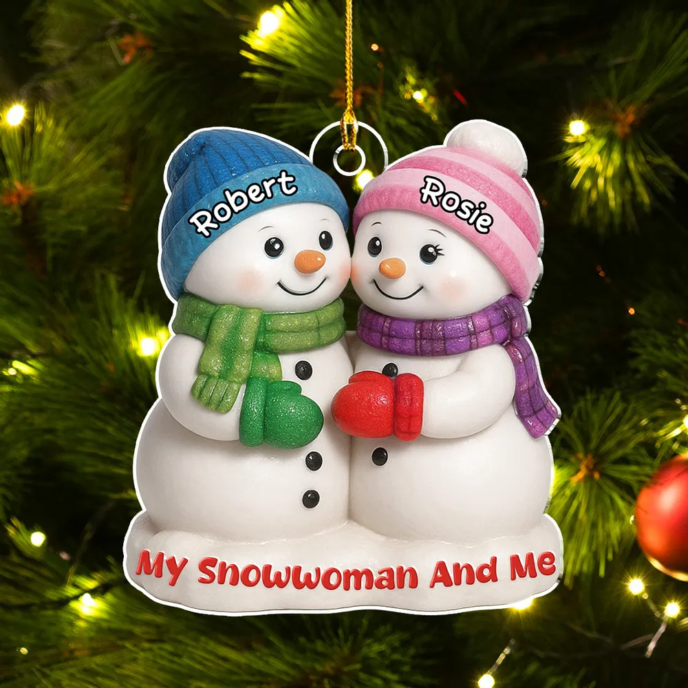 Snowman Couple Ornament - Personalized Hugging Snowmen for the Christmas Tree - My Snowman and Me, a Unique Gift for Couples - Image 4