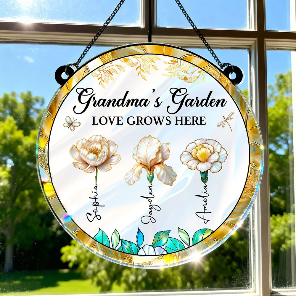 Personalized Acrylic Suncatcher Ornament – Grandma’s Garden “Love Grows Here”, thoughtful gift-ready keepsake for Grandma - Image 7