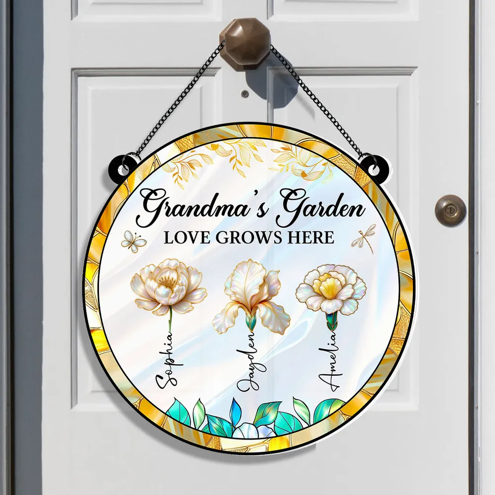 Personalized Acrylic Suncatcher Ornament – Grandma’s Garden “Love Grows Here”, thoughtful gift-ready keepsake for Grandma - Image 8