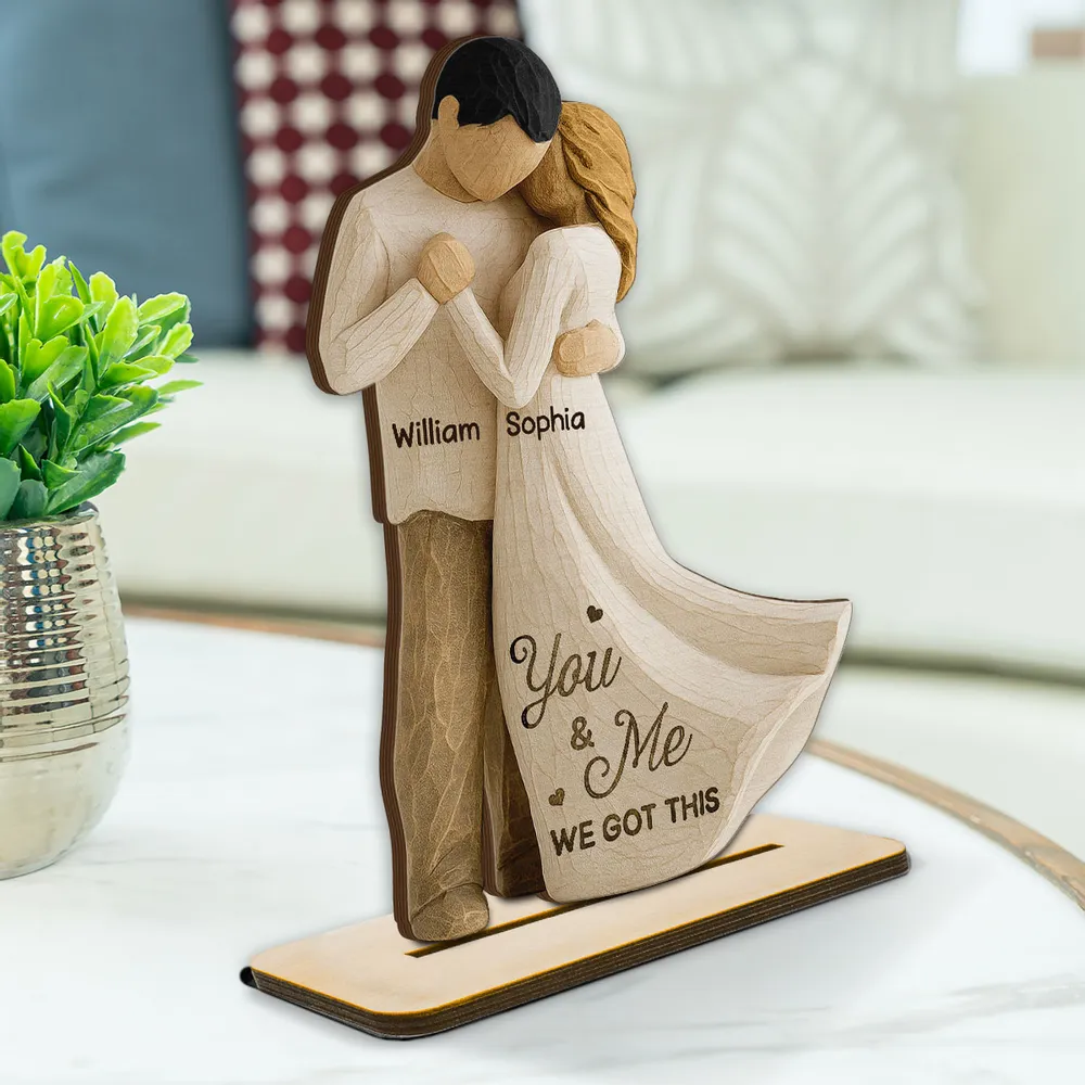 Wooden Plaque Couple Embrace Keepsake, Rustic Wood Decor, You Are My Happy Place, Unique Gift for Him or Her - Image 2