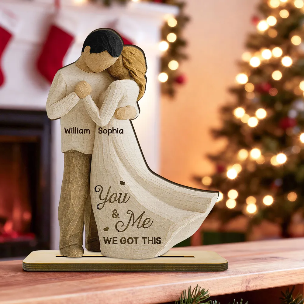 Wooden Plaque Couple Embrace Keepsake, Rustic Wood Decor, You Are My Happy Place, Unique Gift for Him or Her - Image 3