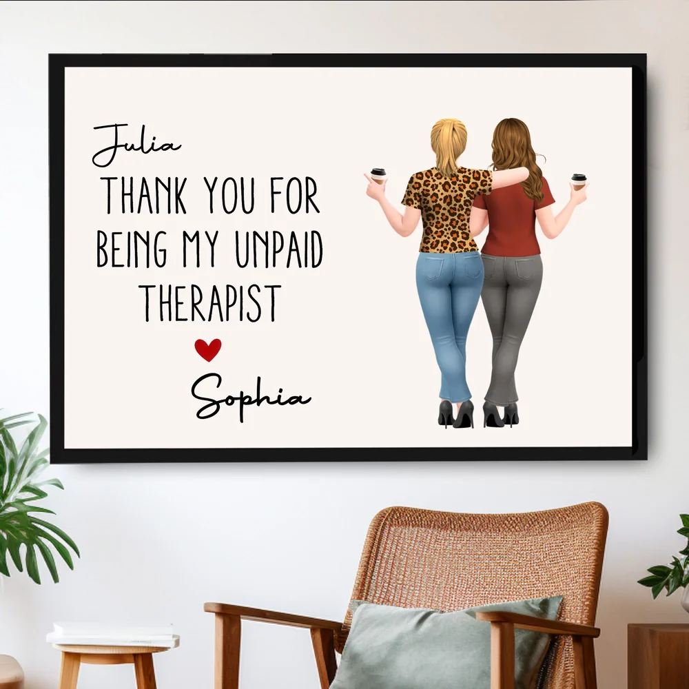 Poster, Hugging Friends Illustration, Customizable Wall Art for Best Friend or Coworker, a unique thank-you gift - Image 4