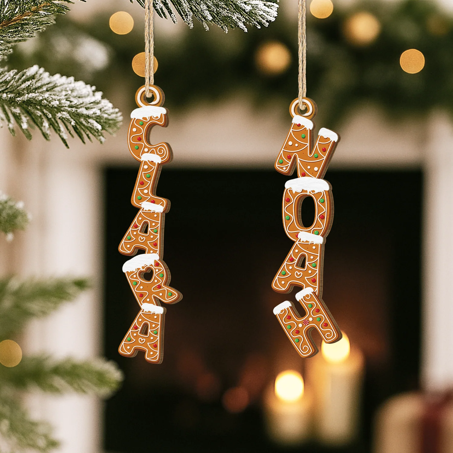 Acrylic Ornament - Gingerbread Letter Design, Christmas Tree Decor for Kids & Family, unique gift - Image 2