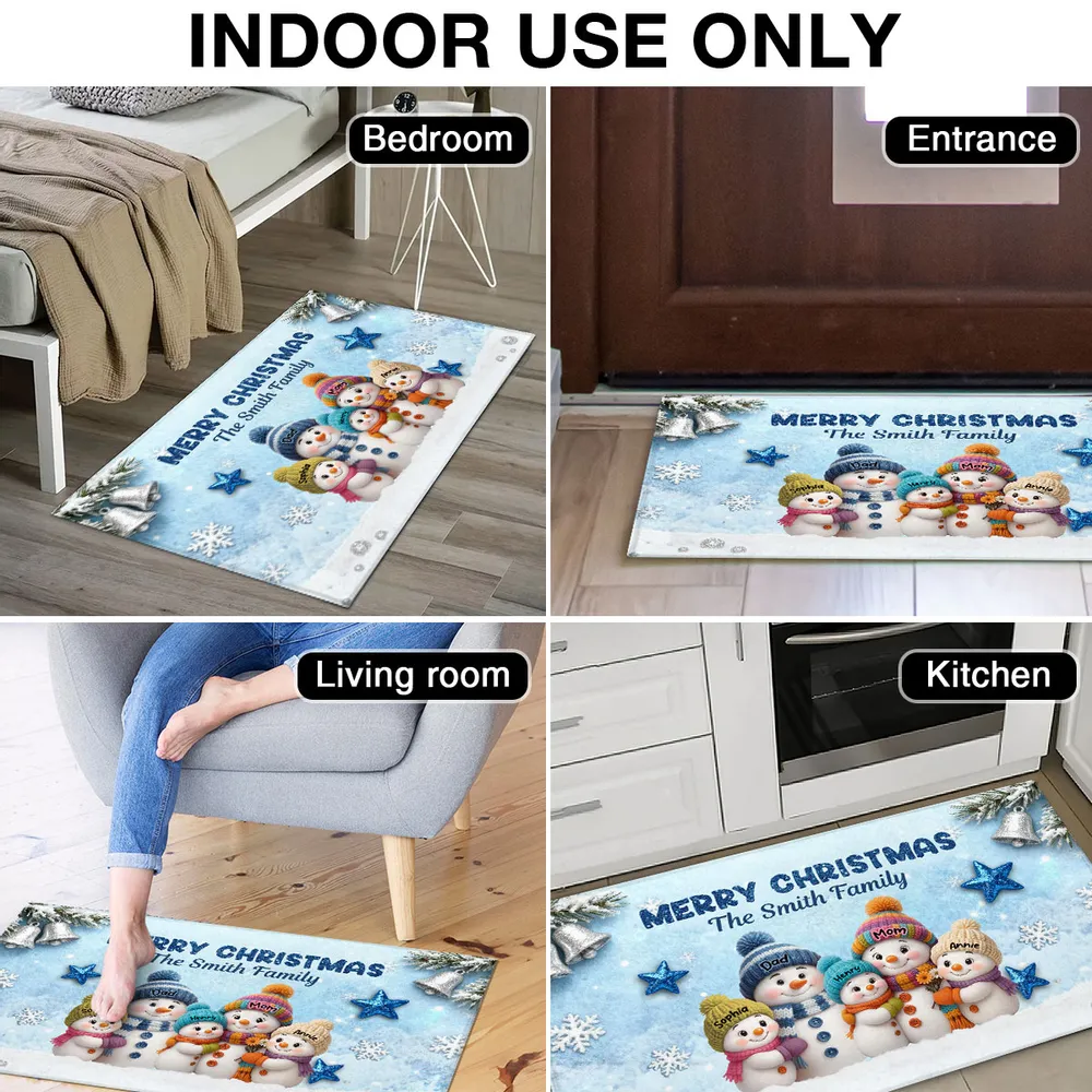 Doormat - Personalized Snowman Family Christmas Welcome, Non-Slip & Easy-Clean, cozy entryway decor, unique gift for families - Image 5