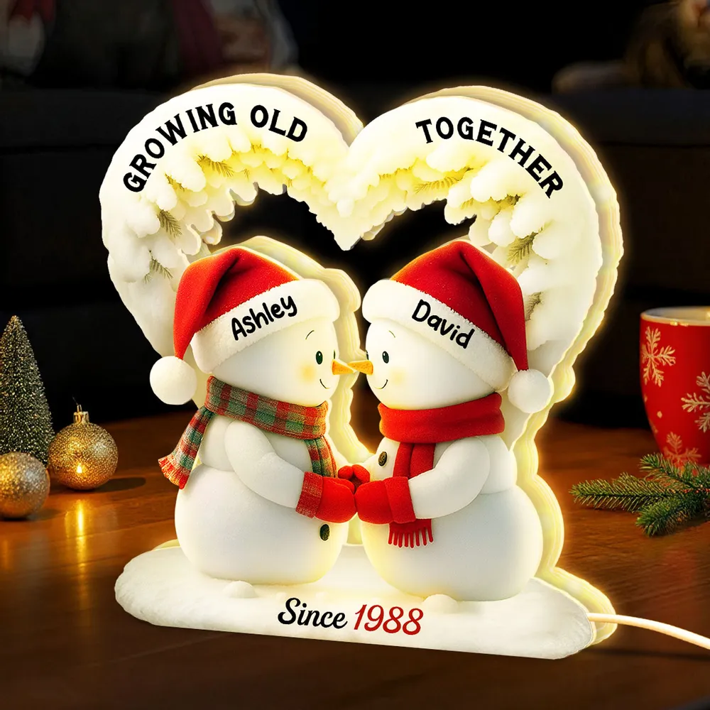 Acrylic Light Box Snowman Couple, From Our First Kiss Till Our Last Breath, Warm Glow Winter Decor, Unique Gift for Couples - Image 6