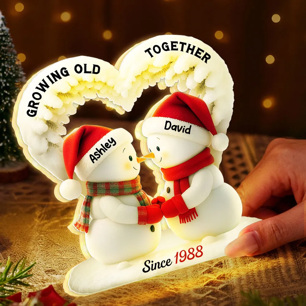 Acrylic Light Box Snowman Couple, From Our First Kiss Till Our Last Breath, Warm Glow Winter Decor, Unique Gift for Couples - Image 7