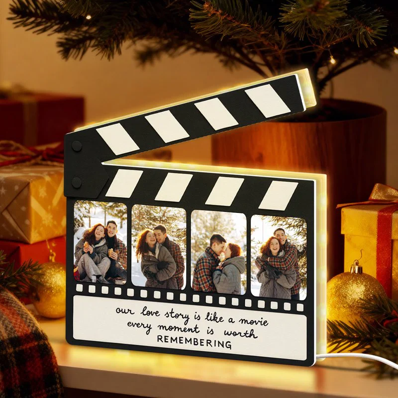 Clapperboard Acrylic Light Box, Personalized Photos and Warm Glow Bedroom Decor for Couples, a Unique Romantic Gift - Image 2