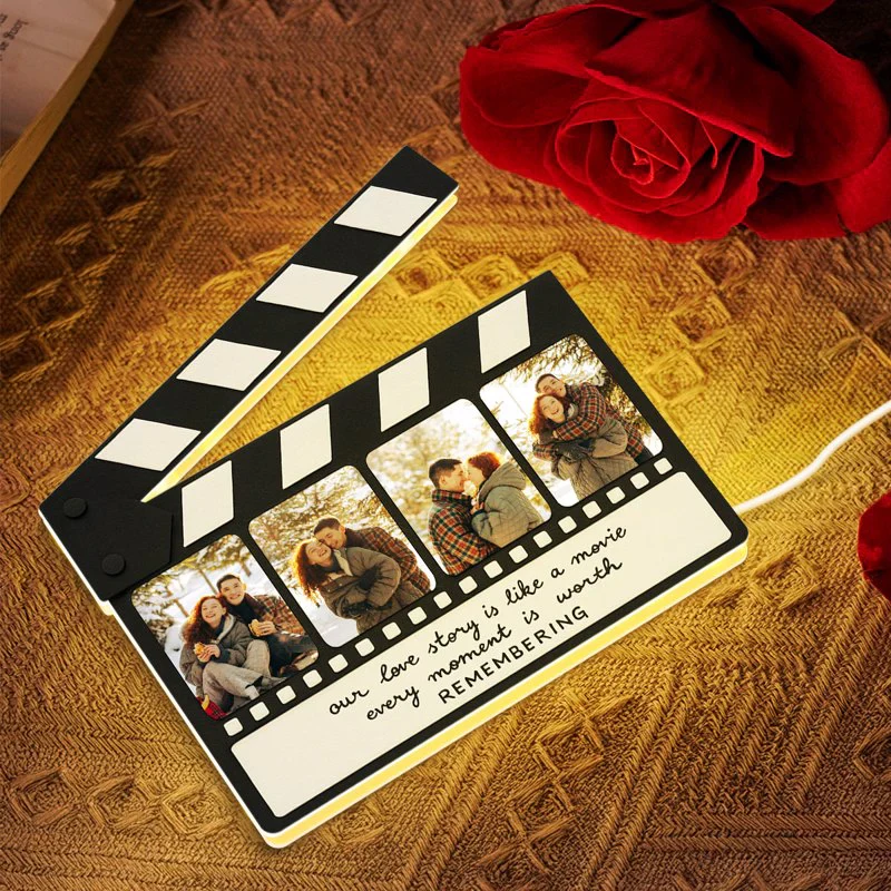 Clapperboard Acrylic Light Box, Personalized Photos and Warm Glow Bedroom Decor for Couples, a Unique Romantic Gift - Image 3