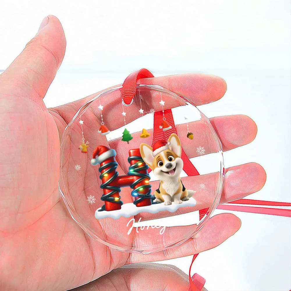 Crystal Ornament - Cute Puppy in Santa Hat, Snowflakes, Personalized Christmas decor, unique gift for dog lovers - Image 6