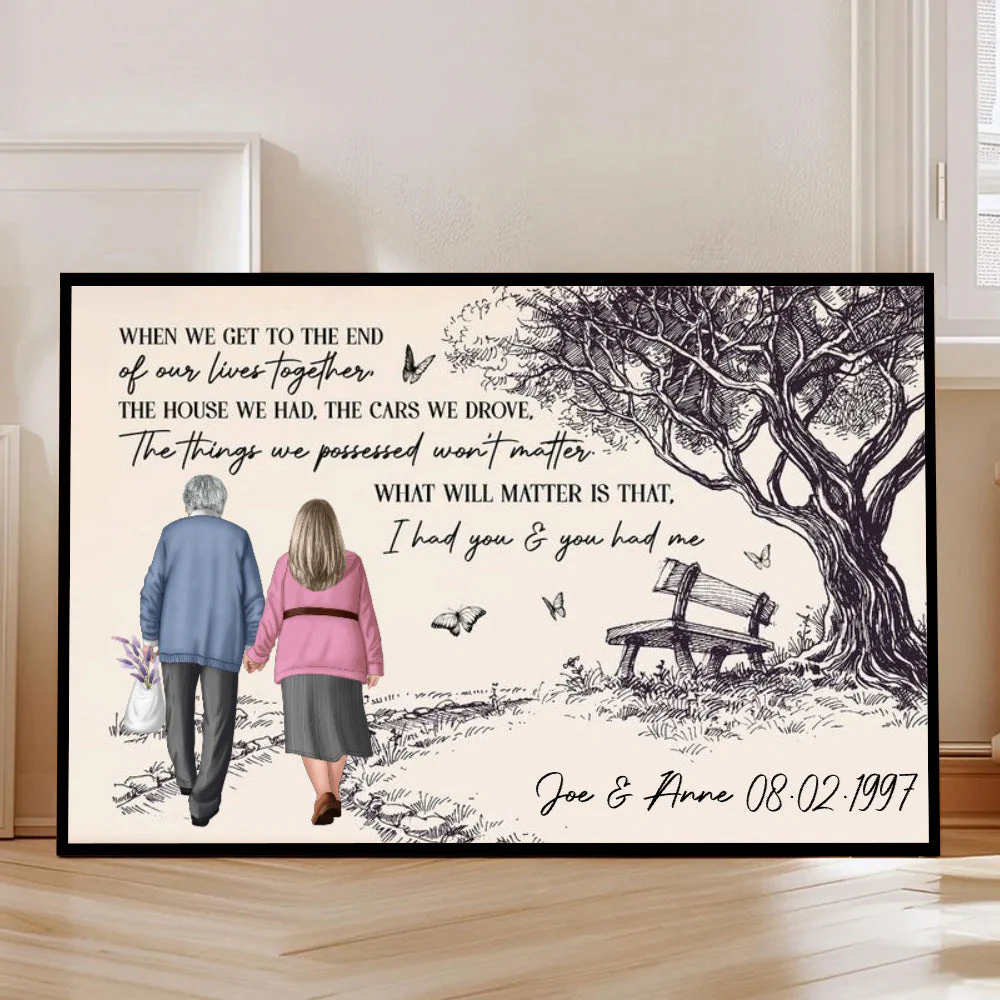 Hand-Drawn Elderly Couple Holding Hands Art Poster or Canvas - Sentimental 'I Had You & You Had Me' Quote, Unique Anniversary Gift - Image 9
