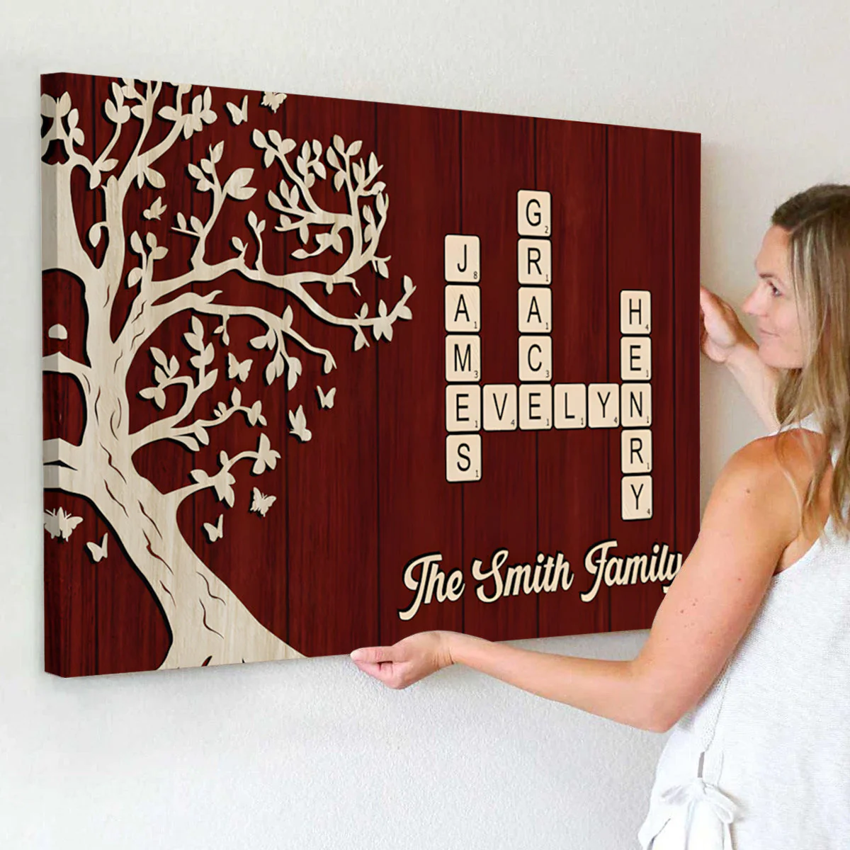 Family Crossword Poster - Custom Tree Wall Art, Warm Wood Look, A Unique Gift for Mom, Dad & Grandparents - Image 7