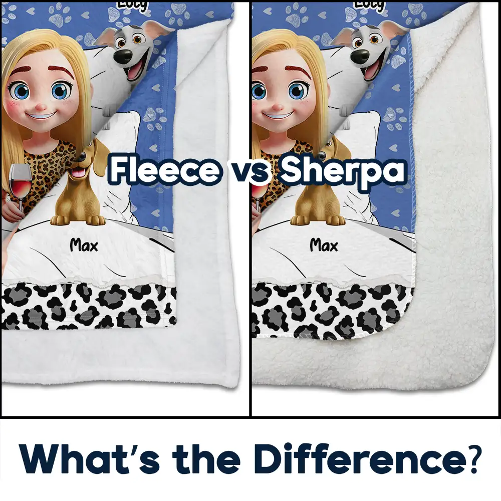 Fleece Blanket with Cute Dog Cartoon & Paw-Print Pattern, Cozy Cuddling Throw for Sofa or Bed, Unique Gift for Dog Lovers - Image 4