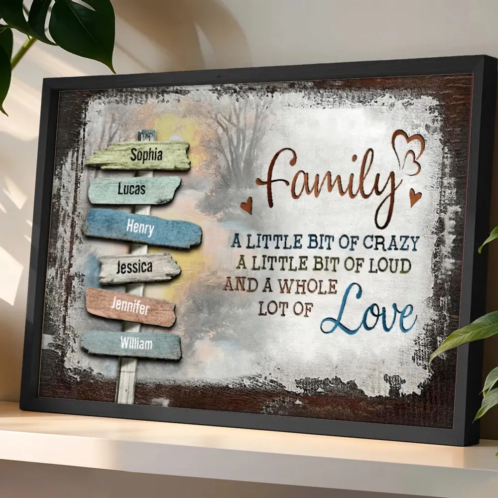 "A Little Lot of Love" Personalized Family Sign Canvas or Poster | Rustic Farmhouse Wall Decor | Unique Heartfelt Home Gift - Image 2
