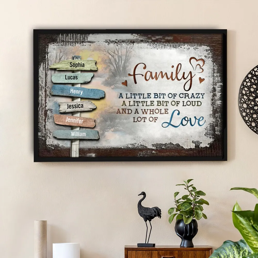 "A Little Lot of Love" Personalized Family Sign Canvas or Poster | Rustic Farmhouse Wall Decor | Unique Heartfelt Home Gift - Image 4
