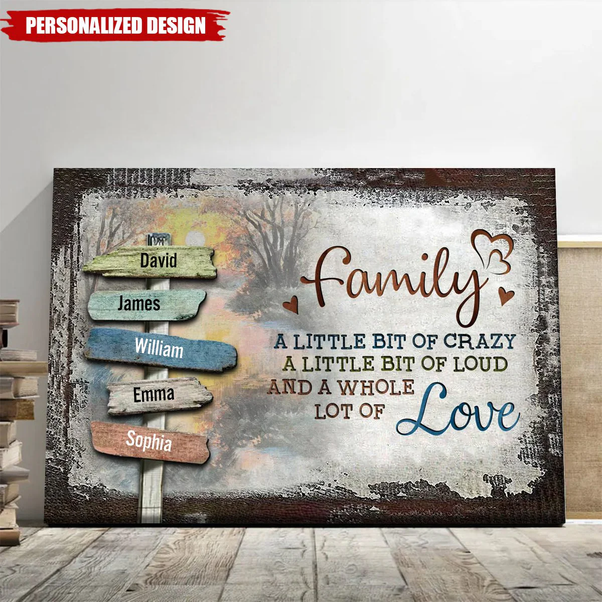 "A Little Lot of Love" Personalized Family Sign Canvas or Poster | Rustic Farmhouse Wall Decor | Unique Heartfelt Home Gift - Image 9