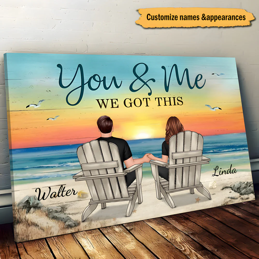Romantic Beach Canvas for Couples, custom art with 'You & Me' vibe, perfect anniversary decor and a creative gift - Image 2