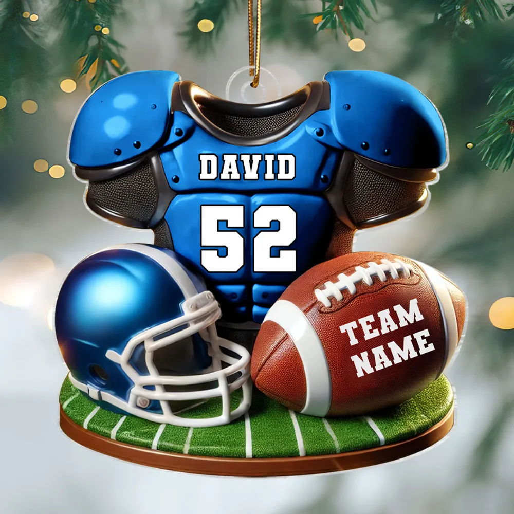 Acrylic Ornament Football Jersey & Helmet, Custom Team Gift for Players and Fans, Tree or Car Mirror, Unique Holiday Decor