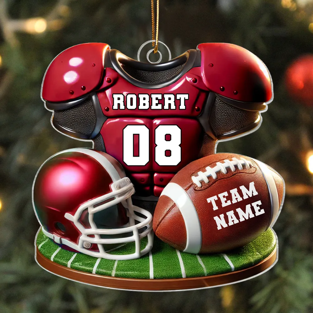 Acrylic Ornament Football Jersey & Helmet, Custom Team Gift for Players and Fans, Tree or Car Mirror, Unique Holiday Decor - Image 2